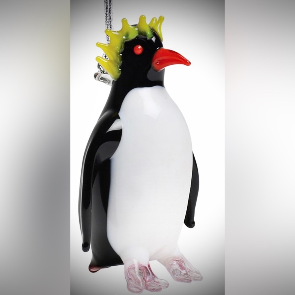 Glassdelights Rockhopper Penguin  - Handcrafted Glass Christmas Tree Ornament